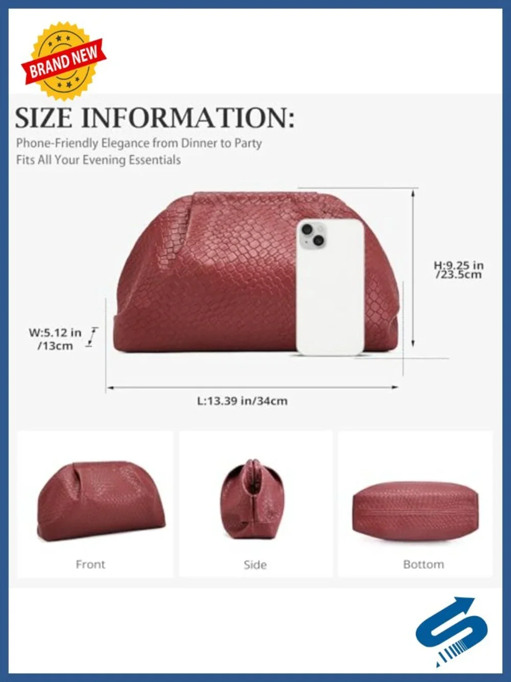 Woven Vegan Leather Evening Clutch Dumpling Cosmetic Pouch